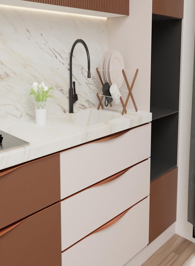 LAPO مقبض درج من الألومنيوم من لابو إيليت مقاس 12 بوصة - مثالي لخزائن المطبخ، وأبواب الخزائن، ومقبض درج المكتب للمنزل/الفندق/المكتب (لون ذهبي وردي، عبوة من قطعة واحدة) - Image 5